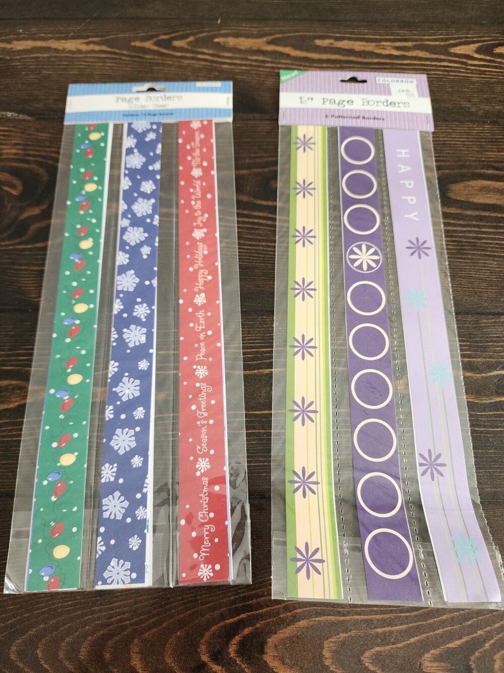 Lot Of 2 Colorbok 12" Page Borders - Christmas & Purple - Retired NEW #23